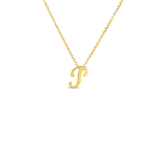 Roberto Coin Yellow Gold Script Initial Necklace
