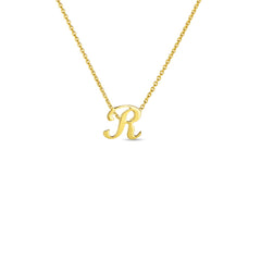 Roberto Coin Yellow Gold Script Initial Necklace