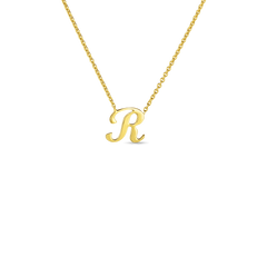 Roberto Coin Yellow Gold Script Initial Necklace