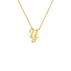 Roberto Coin Yellow Gold Script Initial Necklace