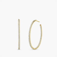 Roberto Coin Yellow Gold Inside-Out Lage Hoop Diamond Earrings