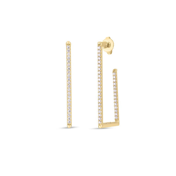 Roberto Coin Rectangular Diamond Hoop Earrings