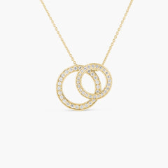 Roberto Coin Tiny Treasures 18k Gold and Diamond Double Circle Necklace
