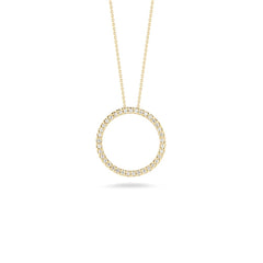 Roberto Coin Tiny Treasures Diamond Circle Necklace in Yellow Gold