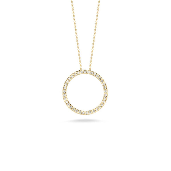 Roberto Coin Tiny Treasures Diamond Circle Necklace in Yellow Gold