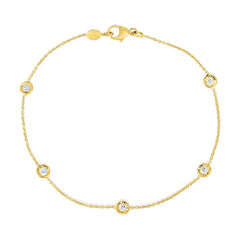 Roberto Coin Diamonds By The Inch Yellow Gold 5 Station Bracelet