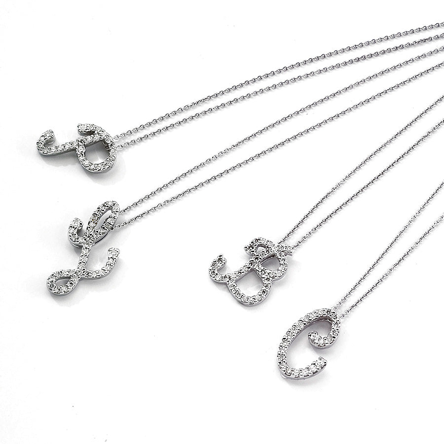 Roberto Coin Diamond Cursive Initial Pendant Necklace