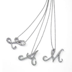 Roberto Coin Diamond Cursive Initial Pendant Necklace
