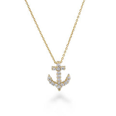 Roberto Coin Yellow Gold Diamond Anchor Pendant