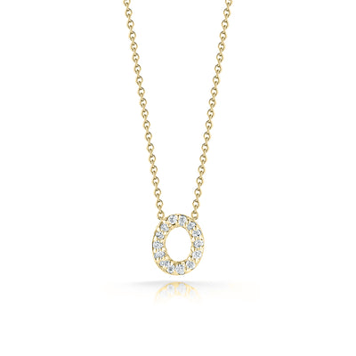 Roberto Coin Tiny Treasures Diamond Initial Necklace in Yellow Gold - O - Roberto Coin product