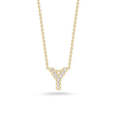 Roberto Coin Tiny Treasures Diamond Initial Necklace in Yellow Gold - Y