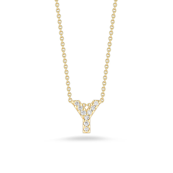 Roberto Coin Tiny Treasures Diamond Initial Necklace in Yellow Gold - Y