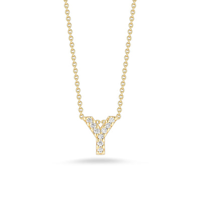 Roberto Coin Tiny Treasures Diamond Initial Necklace in Yellow Gold - Y - Roberto Coin product