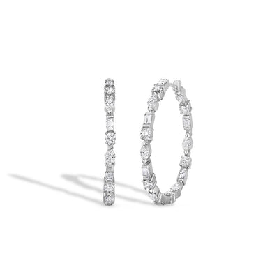 Roberto Coin Mixed Shape Diamond Hoop Earrings - 32MM - Roberto Coin product