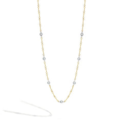 Roberto Coin Yellow Gold 7 Station Diamond Twist Necklace 18"