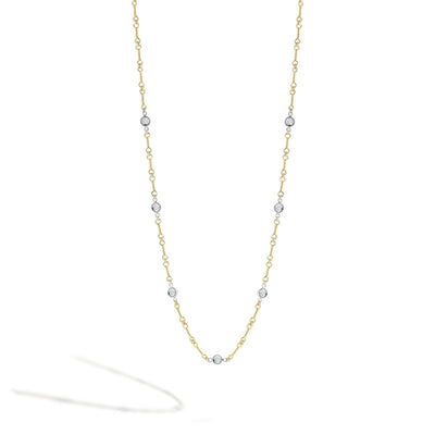 Roberto Coin Yellow Gold 7 Station Diamond Twist Necklace 18" - Roberto Coin product