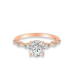 Round Diamond Station Engagement Ring Setting
