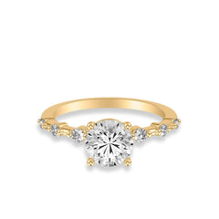 Round Diamond Station Engagement Ring Setting