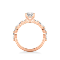 Oval Diamond Halfway Alternating Side Stone Engagement Ring Setting