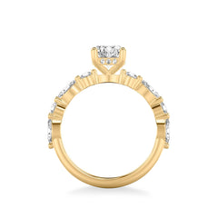 Oval Diamond Halfway Alternating Side Stone Engagement Ring Setting