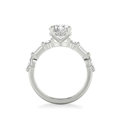 Round and Mixed Diamond Side Stone Engagement Ring Setting