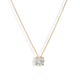 1.50 Carat Look Illusion Diamond Pendant Necklace in 14k Yellow Gold (.50ctw)