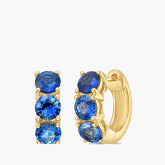1 Carat Sapphire Huggie Earrings in 14K Yellow Gold