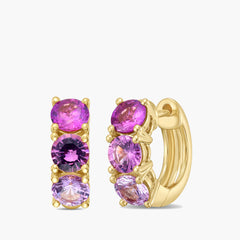 1 Carat Sapphire Huggie Earrings in 14K Yellow Gold