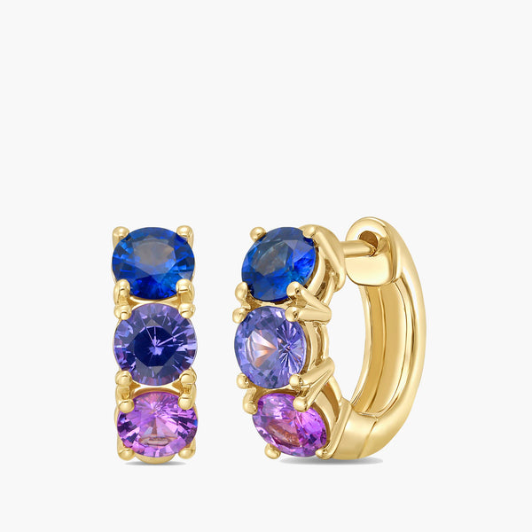 1 Carat Sapphire Huggie Earrings in 14K Yellow Gold