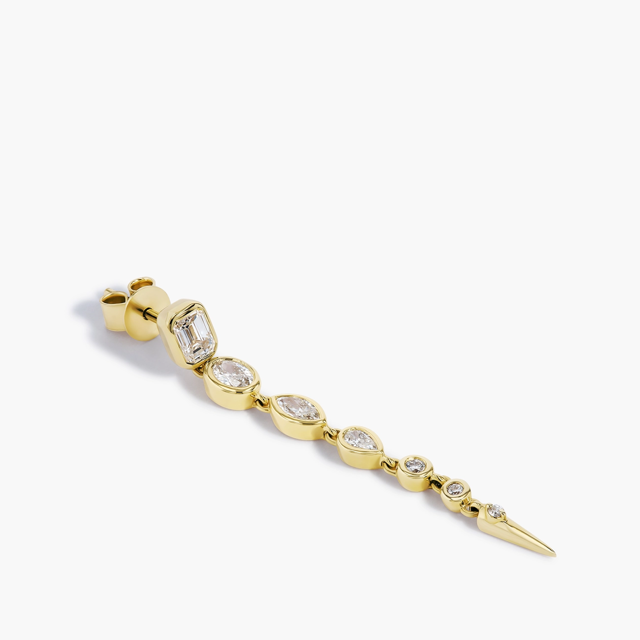 1.12 Carat Multi Cut Diamond Earrings in 14K Yellow Gold, side view