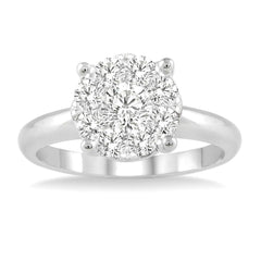 Diamond Cluster Engagement Ring 0.50ctw in 14k White Gold
