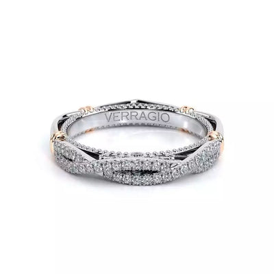 Verragio Parisian Diamond Twist & Rose Gold Accent Halfway Wedding Band - Verragio product
