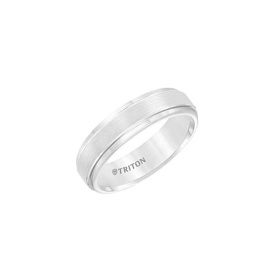 Triton 6mm White Step Edge Men's Wedding Band - Triton product