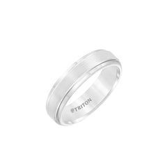 Triton 6mm White Step Edge Men's Wedding Band