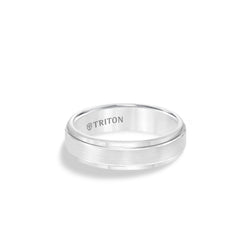 Triton 6mm White Step Edge Men's Wedding Band