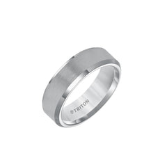 Triton 7mm White Beveled Edge Men's Wedding Band