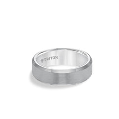 Triton 7mm White Beveled Edge Men's Wedding Band