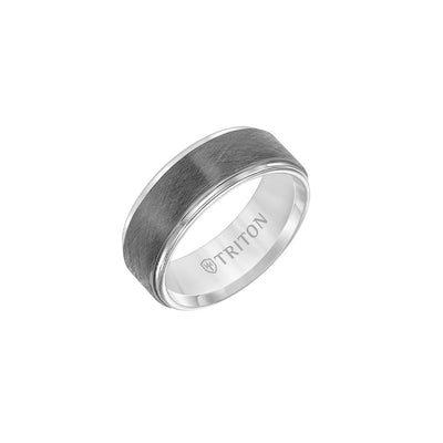 Triton 8mm Gunmetal Crystalline Center Men's Wedding Band - Triton product