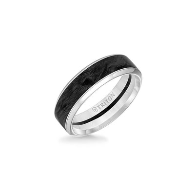 Triton 7mm White Gold and Forged Carbon Men's Wedding Band - Triton product
