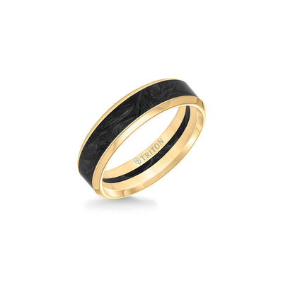 Triton 6mm Gold and Forged Carbon Fiber Men's Wedding Band - Triton product