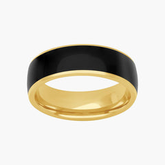 7mm Black Ceramic on 14K Yellow Gold Carved Wedding Band