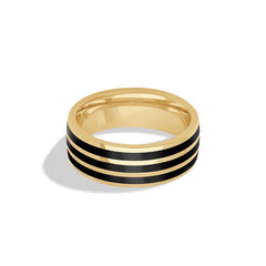 Black Ceramic and Yellow Gold Men's Wedding Band