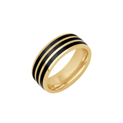 Black Ceramic and Yellow Gold Men's Wedding Band