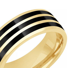 Black Ceramic and Yellow Gold Men's Wedding Band