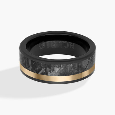 8mm Meteorite and Tungsten with Asymmetrical Channel Wedding Band - Private Label product