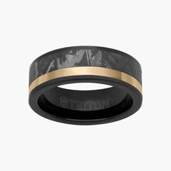 8mm Meteorite and Tungsten with Asymmetrical Channel Wedding Band