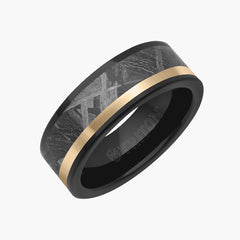 8mm Meteorite and Tungsten with Asymmetrical Channel Wedding Band