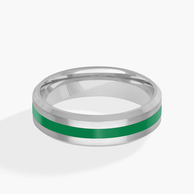 Green Ceramic 6MM Wedding Band 14K White Gold - Private Label product