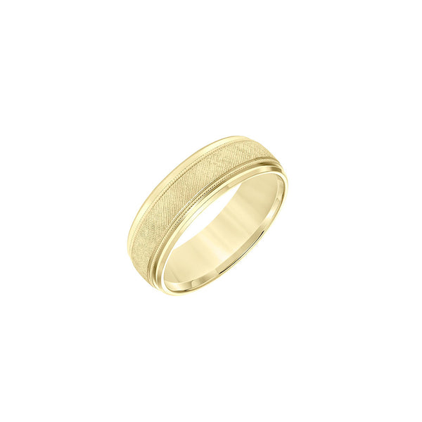 7mm Florentine Finish and Milgrain Men's Wedding Band