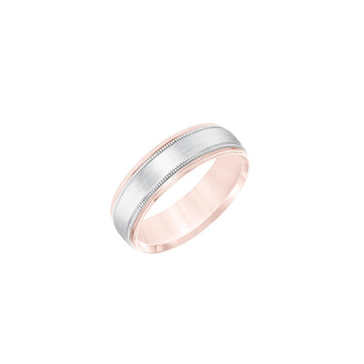 6.5mm Rose and White Milgrain Men's Wedding Band - Private Label product